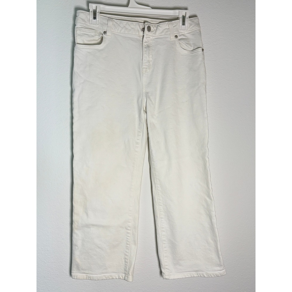 Cat & Jack Girls White Wide Leg Stretch Denim Jeans Size 16 Off-White Pants